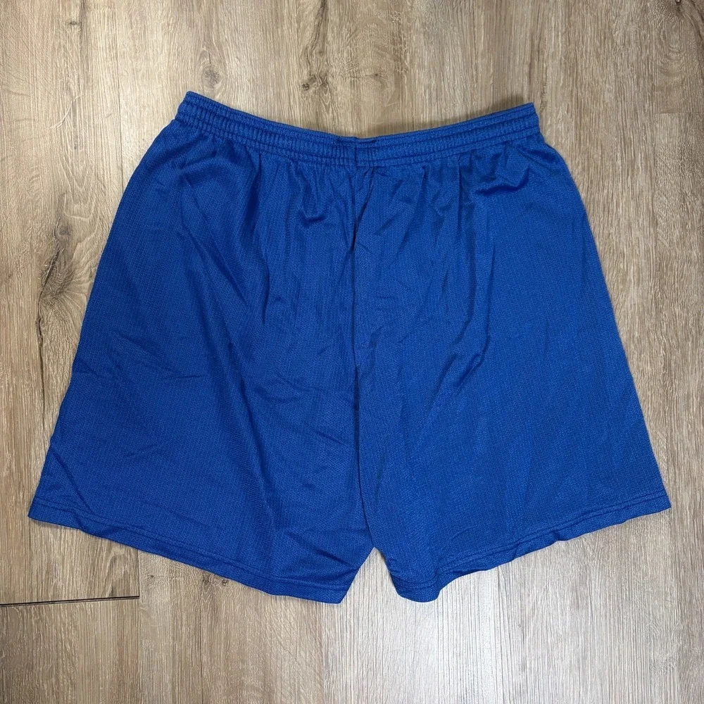 VTG Adidas Made in USA Blue Mesh 5" Shorts Youth XL Gym Basketball Trefoil - Picture 2 of 8